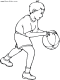 boy dribbling basketball coloring page