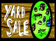yard sale sign and decorator home furnishings